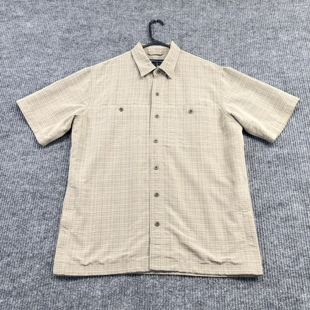5.11 Tactical Shirt Mens Medium Beige Plaid Mesh Lined Short Sleeve Button Up